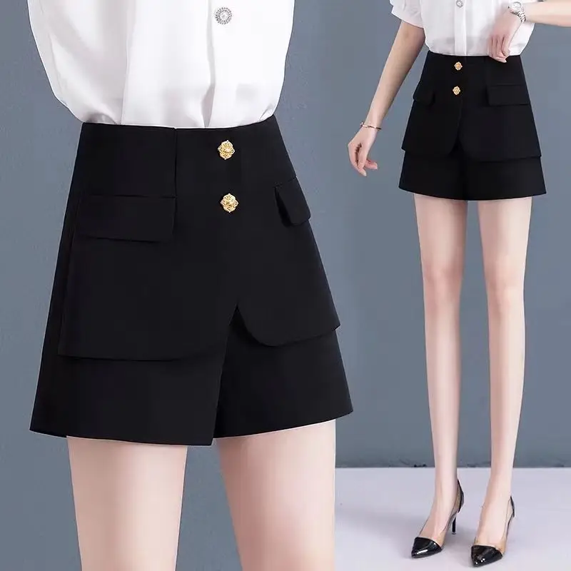 

2023 Casual Woolen Shorts Women's Autumn and Winter New Style Comfortable and Versatile Casual Straight Short Pants T458