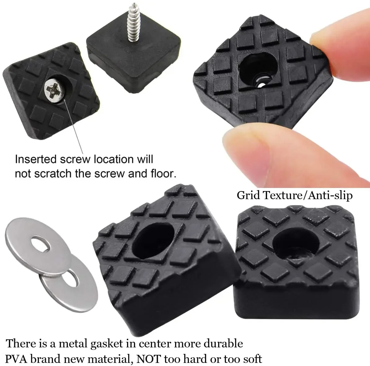 Non Skid Legs Pad Bumpers Pads Non Slip Feet Pads with Screws Square Shape Carpet Floor Protector for Tables Chair Sofa 12Pcs chair leg caps,furniture gliders,furniture foot mats,chair leg protector,furniture foot protector,furniture leg pads,furniture foot pads,furniture leg caps,rubber furniture feet pads