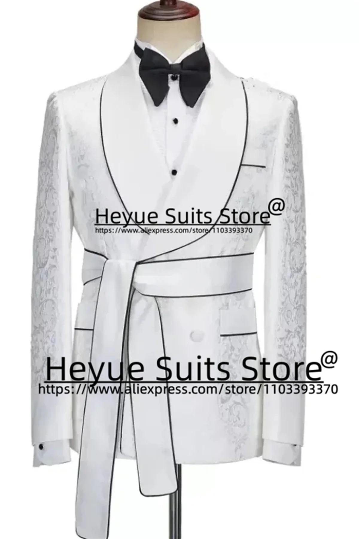 Golden Luxuly Jacquard Wedding Suits For Men Slim Fit Shawl Lapel Groom  Prom Tuxedos 2 Pieces Sets traje de hombre elegante