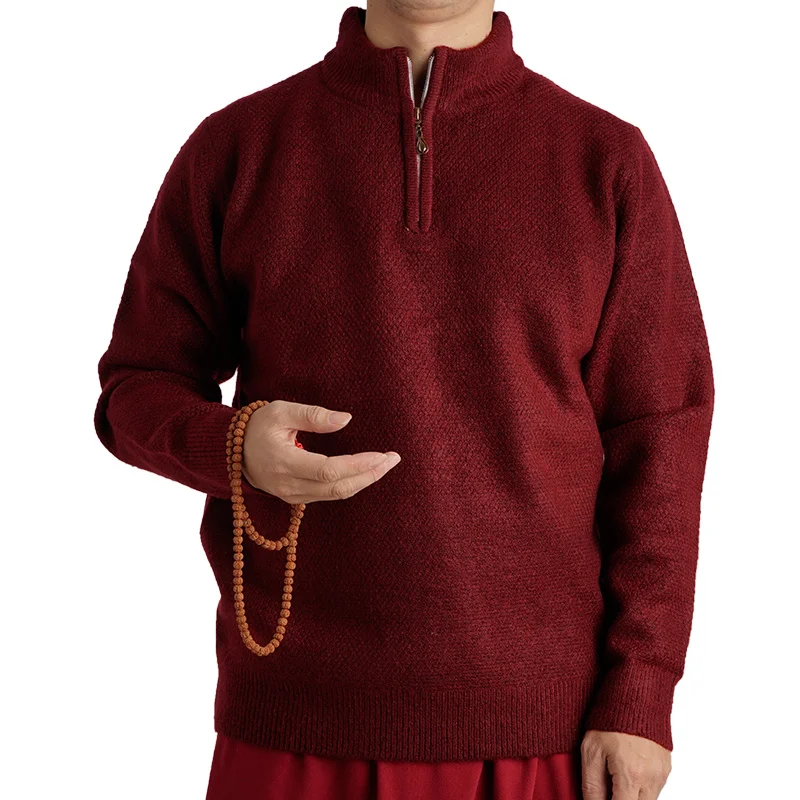 Lamaism Costume Tibetan Buddhism Costume Lama Monk Clothing Long Sleeve Dongbo Top Monk Clothing Coat Warm Yak Down Sweater