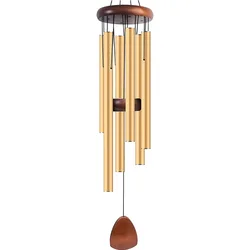 Auspicious Wind Chime with 6 Elegant Bells for Home Decor - Clear and Elegant Sound for Indoor and Outdoor Spaces (Gold)
