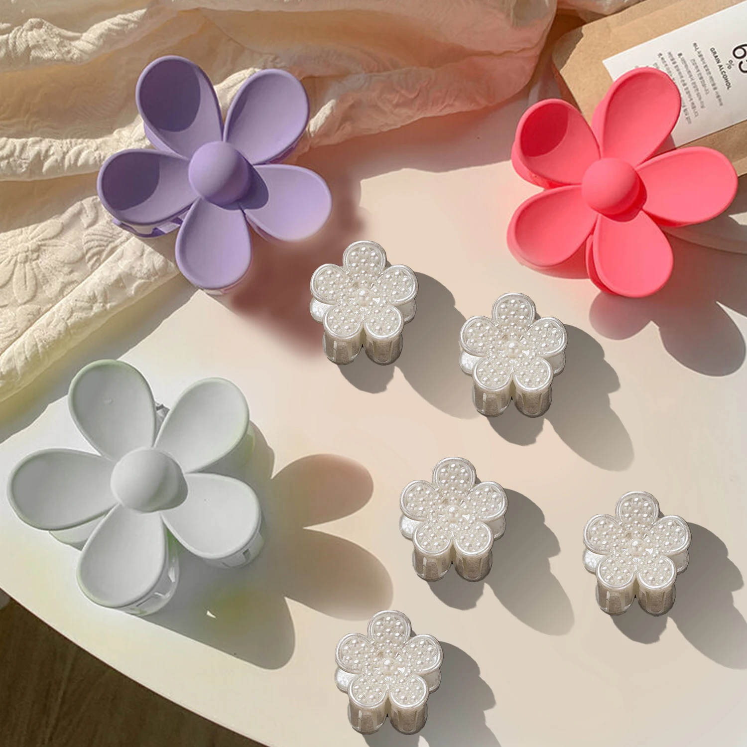 

8Pcs Girls Korean Hair Claws Women Candy Colors Hair Crab Clamps Hairdress Hairpins Flower Shaped Hair Accessories Headwear
