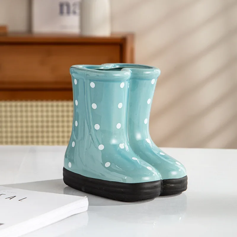Japanese Rain Boots Ceramic Vase Creative Boots Ornaments Decorative Kitchen Chopsticks Tube Storage Tube Fleshy Flowerpot 5