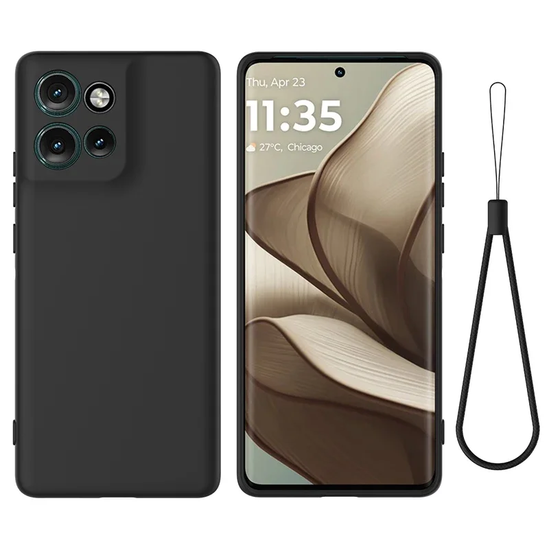 Soft Premium Liquid Silicone Case with Flocking Interior and Strap