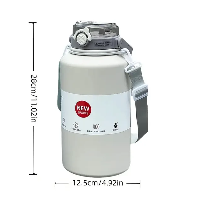 2L/ 67.63oz Large Capacity Stainless Steel Insulated Tumbler with Handle, Ice-Keeping and Thermal Straw, Sports Water Bottle 5
