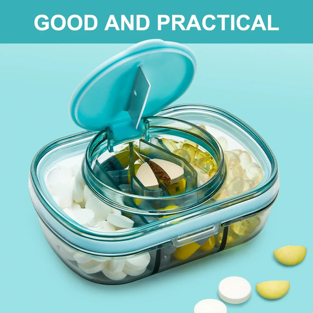 

Portable Pill Cutter Splitter Medicine Storage Box Tablet Container Waterproof Home Medicine Case Boxes Travel Pills Case