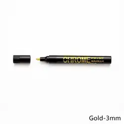 Electroplating Chrome Mirror Silver Waterproof Paint Pen for Metal Repair and Craftwork (3mm - Gold)