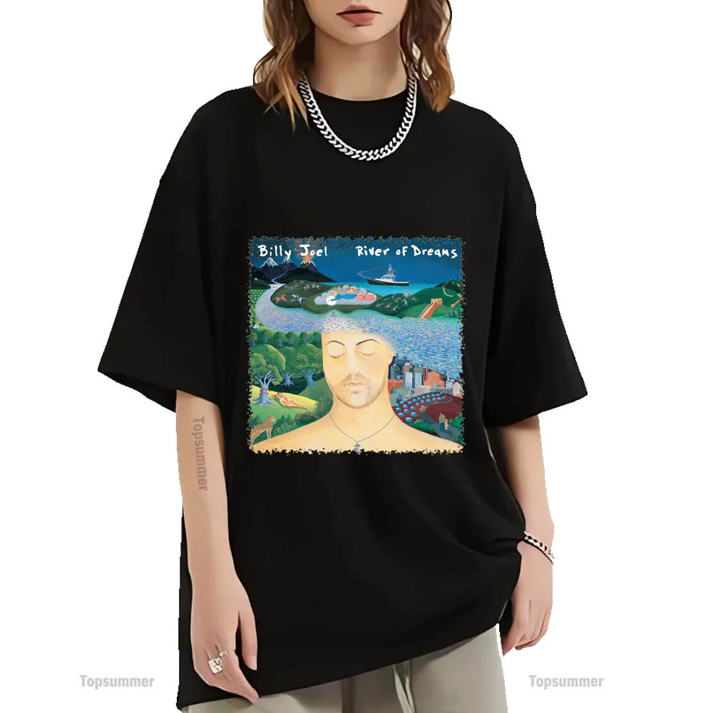 Футболка с изображением альбома «река мечты», футболка Билли джэла, женская готическая уличная одежда, Мужская хлопковая футболка