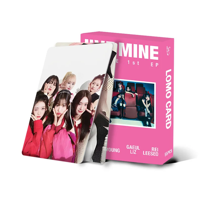 55Pcs/Set Kpop Idol IVE Lomo Cards Photocards New Album I'VE MINE HD Print Card Poster Sticker Girl Group Fans Gifts Collection