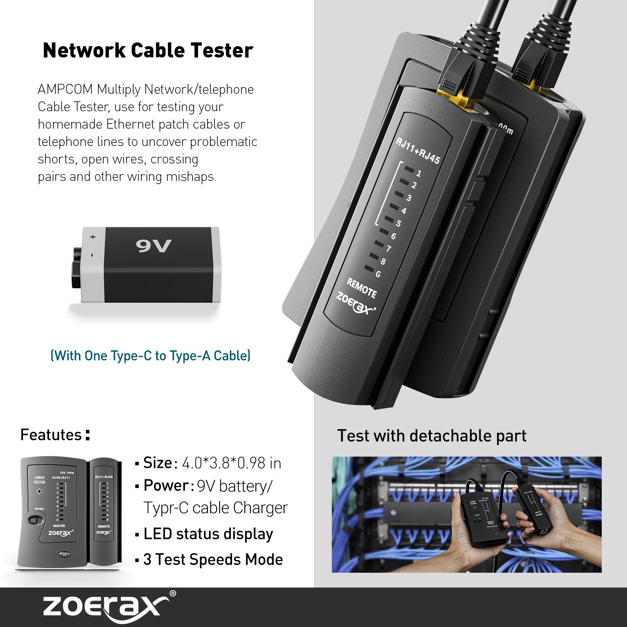 RJ45 CAT6 압착 도구 키트 (다용도 압착기, 케이블 테스터, 펀치 다운 툴, 스트리퍼 커터, 커넥터 및 부츠 포함)