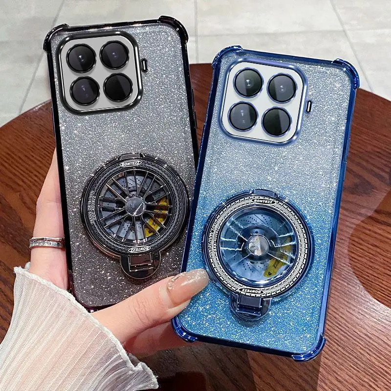 Gradient Glitter Holder Stand Electroplated Phone Case