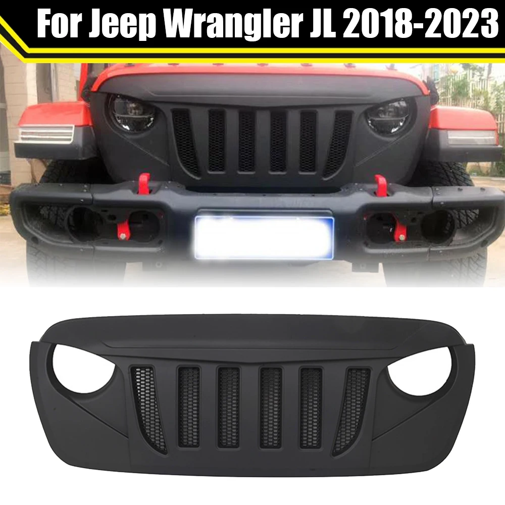 

Car Accessory Front Bumper Grille Centre Panel Styling Upper Grill Matte Black For Jeep Wrangler JL 2018-2023 Radiator Grills