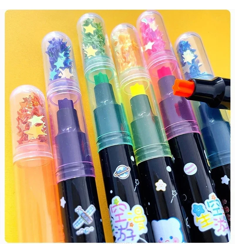 

6 Color /set Kawaii Star Highlighter Pen Candy Color Cute Stamper Pen Hand Account Student Gifts School Stationery Supplies