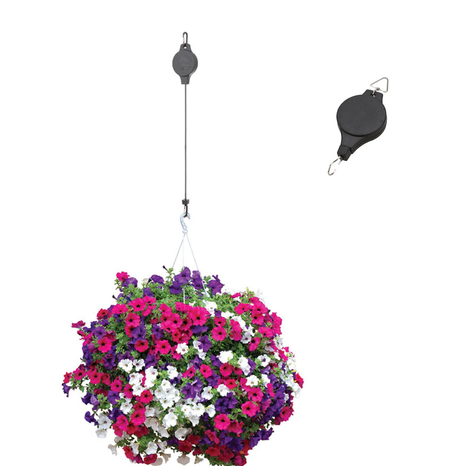 GardenFlowerPotHangingBasketRetractableHookPlantsPulleySet