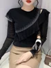 Sexy Me Base irt Women's Spring Autumn Unique Hollow out Long Sve T-irt Embellied with Rhinestones Commute Sle