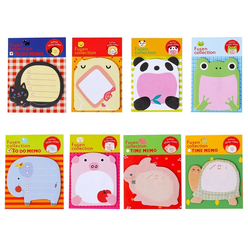 

E9LB Cartoon Animal Memo Pad Posted It Smooth Writing for Students Class Reward