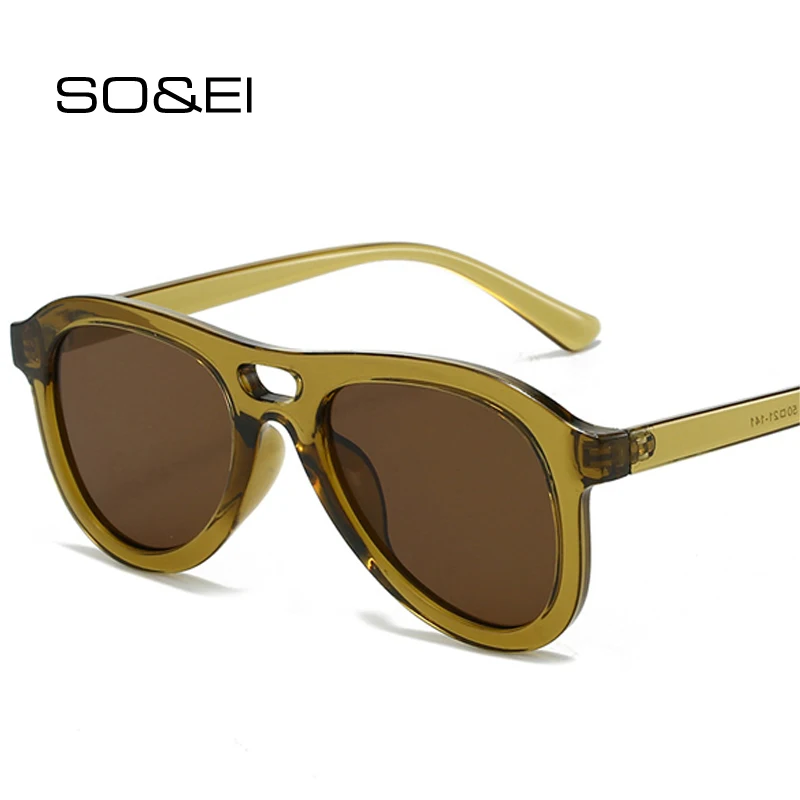 Vintage Double Bridge Pilot Sunglasses - Olive Green