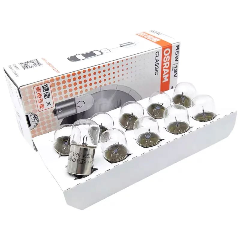 OSRAM 5007 R5W Bulbs 10-Pack – 12V 5W License Plate Light Replacement, BA15s Base