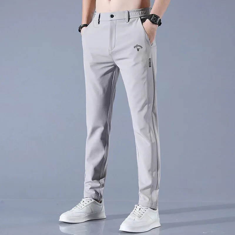 2024 Korean Men's Golf Slim Fit Pants Ice Silk Breathable Leisure Sports Pants Fashion Pants