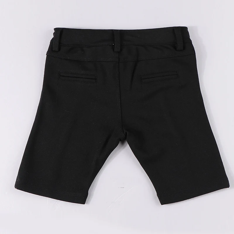 Boys short pants black summer spring trouser high elasticity waistband fashion pants soft kid clothes front zipper opening