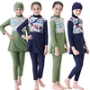 Children Modesty Burkinis Sets Muslim Kids Girls Hooded Hijab Swimsuit Bathing Costumes Kids Beach Suit Swimwear Two Pieces Sets