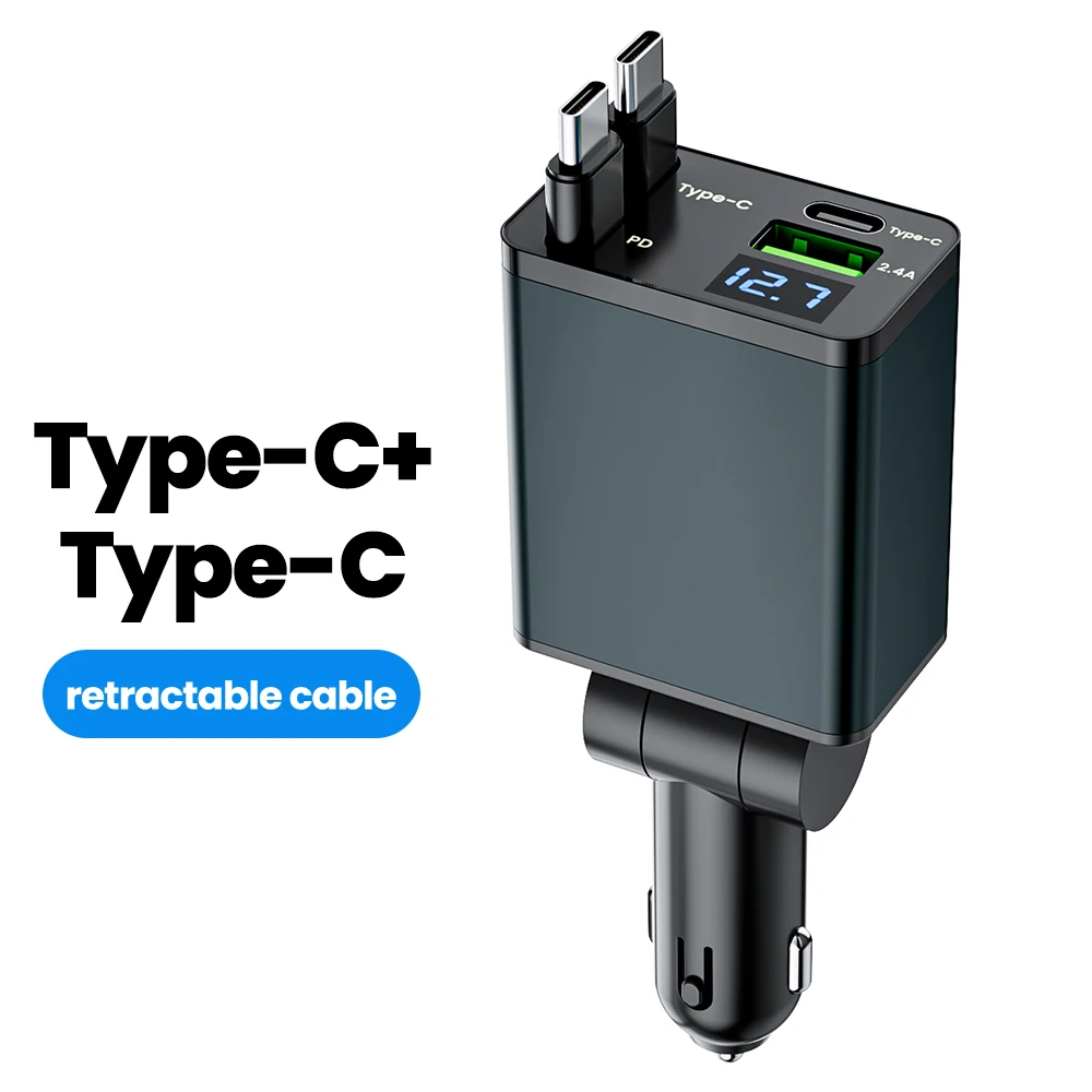 Elough 4 في 1 75 واط شاحن سيارة مع قابل للسحب نوع...