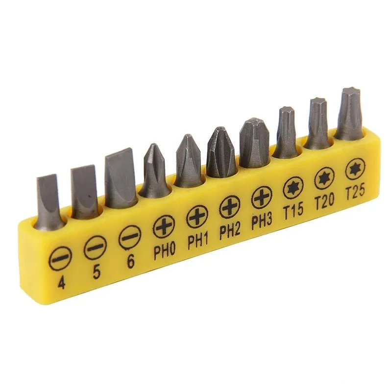 

1/4\" Insert Bit Set Repair Maintenance Tool Anti Slip Black/Yellow Durable Electric Screwdriver Flat Head Magnetic