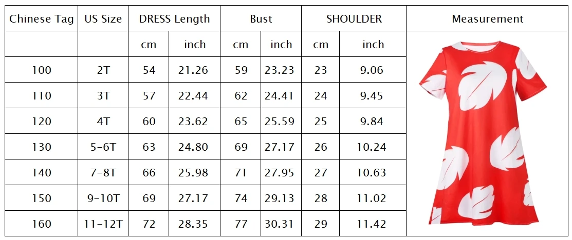 Girls Disney Stitch&Lilo Role Play Dress Hawaii Children Red Frock Featured with White Feather Print Ohana Spirit Ployester Gown S8f1be1ada686474d8c9e765b3827c4f4V