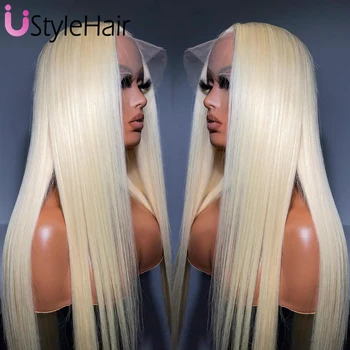 UStyleHair 613 Blonde Lace Wig Synthetic Long Silky Straight Wig for Women Heat Resistant Natural Hairline Daily Use Cosplay Wig