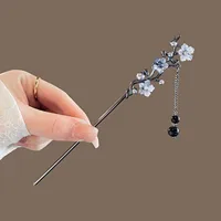 Elegant Flower Hair Sticks Forks Alloy Hair Clips Beads Chain Pendant Headpieces Women Retro Chinese Hair Jewelry Accessories