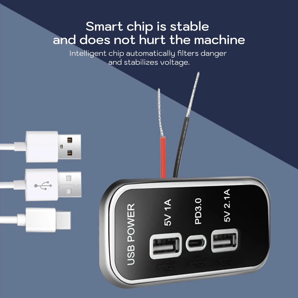 Pannello Caricatore Auto Caricabatteria Rapido Per Auto Con 4 Porte USB-C E PD - Alimentazione 12V-24V, Installazione A Pannello, Ricarica Veloce Per - Foto 4