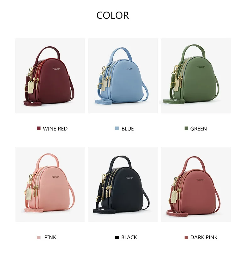 1pcs/lot woman solid small pu backpack female mini pu double shoulder bag