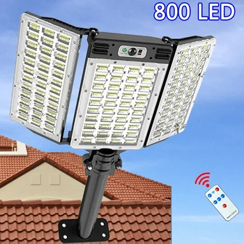 강력한 야외 태양광 모션 센서 방수 벽 램프, 800 LED 햇빛 조명, 정원 가로등