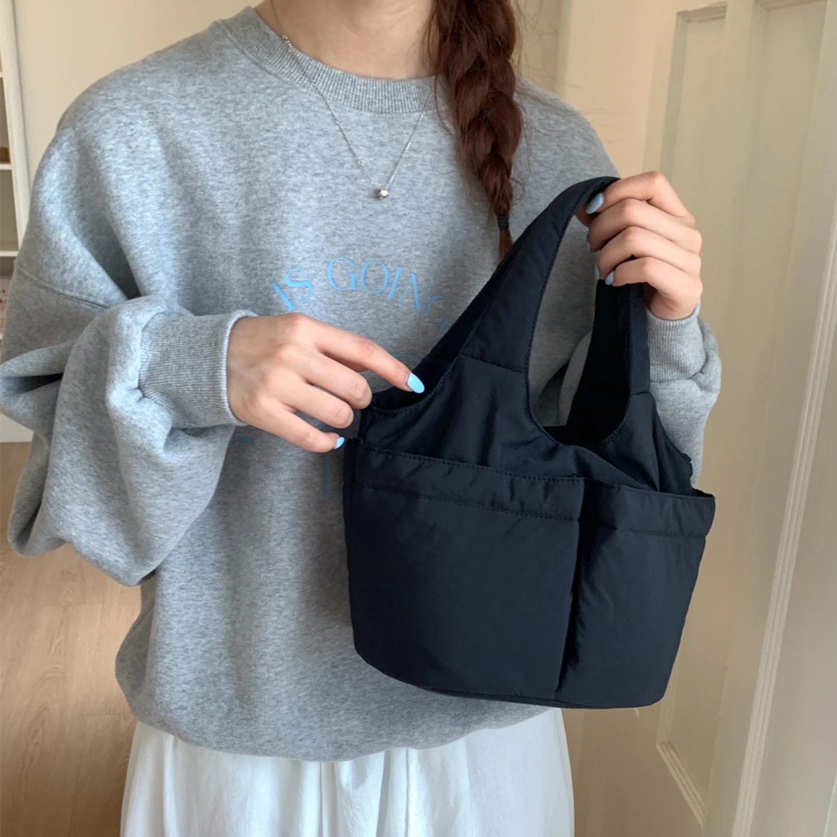 Einkaufstasche für Büroangestellte, wasserdicht und isoliert, Mittagessen-Pendeltasche, Gemüsekorb, Handtasche, kleine Tragetasche, Stofftasche, Tasche für Studentenklassen – Detail 10