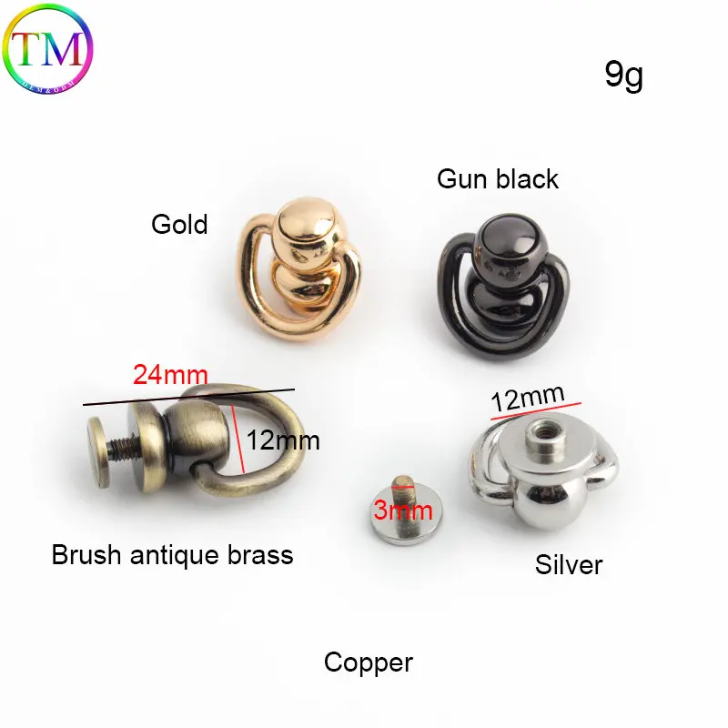 20-100 Pieces Zinc-Alloy Ball Post With O Ring Studs Rivets Nail Durable Rotating N ipple Rivet Diy Clothes Purse Accessories