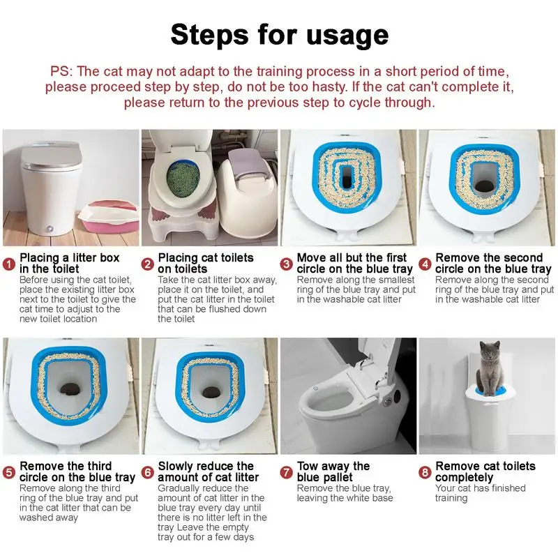 Cat Toilet Trainer Reusable Training Toilet for Cats Plastic Training Set Cat Litter Box Mat Pet Accessaries