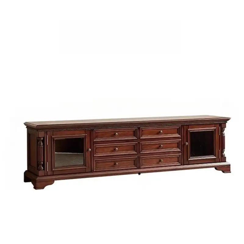 Meuble TV 120 cm Plaqué Merisier 3 Portes