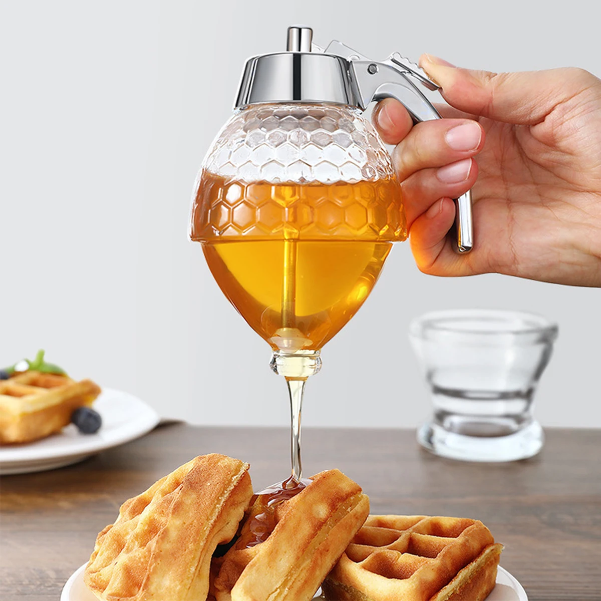 Syrup Dispenser Honey Syrup Press Dispenser Juice Syrup Holder Squeeze Bottle for Food Oil Portable Storage Pot Home Kitchen Storage Supplies