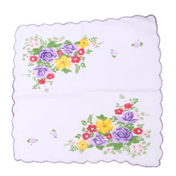 10x Wavy Border White Pocket Square Handkerchief Flowers Hanky Party