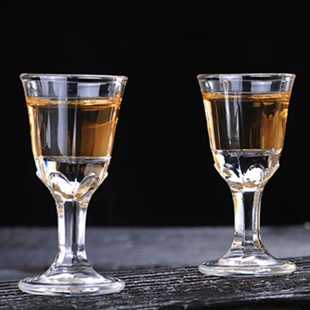 Wine Cup Small Capacity Tall Glass Baijiu Goblet Spirits Transparent Qinglian Drinkware