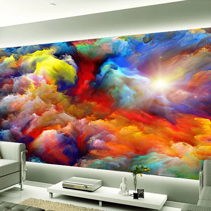 High Quality Custom Large Size Wall Mural 3D Color Clouds Abstract Art  Living Room Background Photo Wallpaper Home Decoration 11cm vertical high value card holder flash pink love clouds gradient coo card keychain bus student id card holder