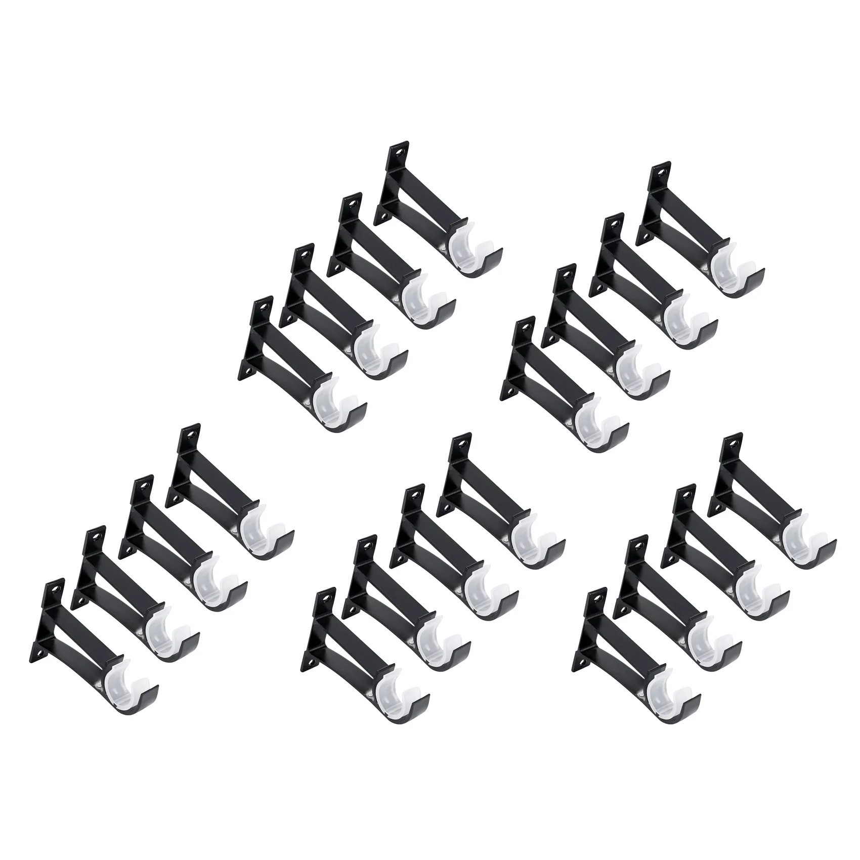 

20 Pack Single Curtain Rod Brackets for Drapery Rod Aluminum Alloy Heavy Duty Curtain Rod Holders (Black)