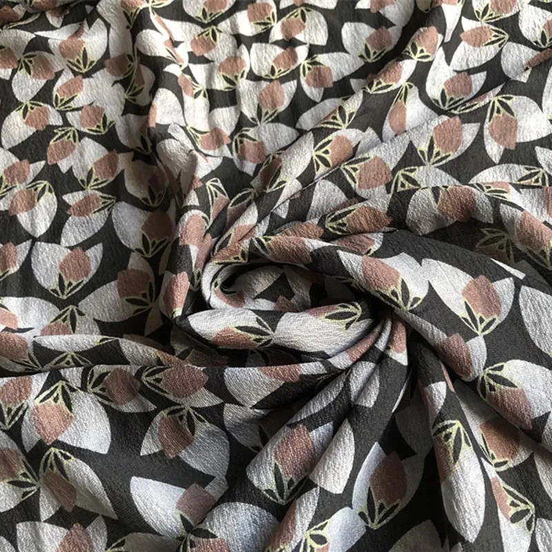 

1 метр 100% шелк тутового шелкопряда 11 momme жоржет шелк тонкая ткань черный цветочный принт 135 см 53 дюйма в ширину двор JJ604