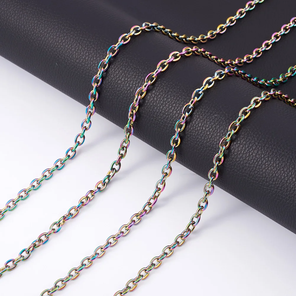 

2m/roll Rainbow Color 304 Stainless Steel Cable Chains for DIY Necklace Bracelet Jewelry Making Findings Bulk