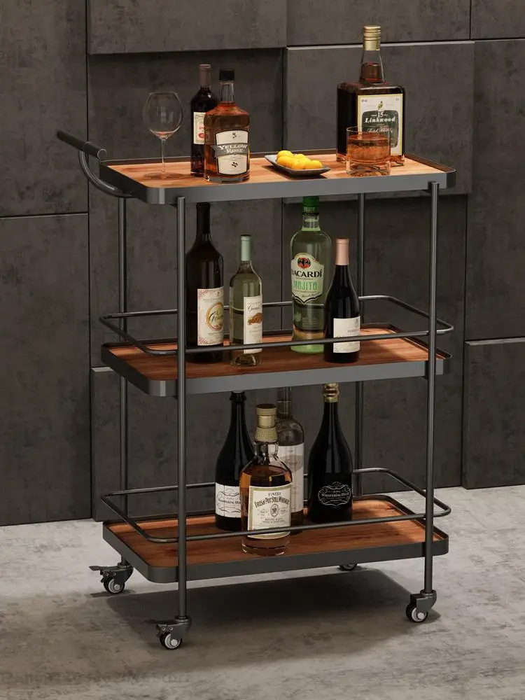 Hotel Restaurant Upscale Wine Cart Three-layer Trolley Cake Tea Cart Home Mobile Food