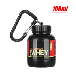 Compact Portable Protein Powder Bottles with Keychain and Health Funnel - Versatile Outdoor Sport Storage Solution (Black)