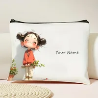 Chic Custom Name Unique Vintage Cute Floral Makeup Bags for Girls Cosmetic Pouch Toiletry Bag Pencil Case Travel Storage Handbag 3
