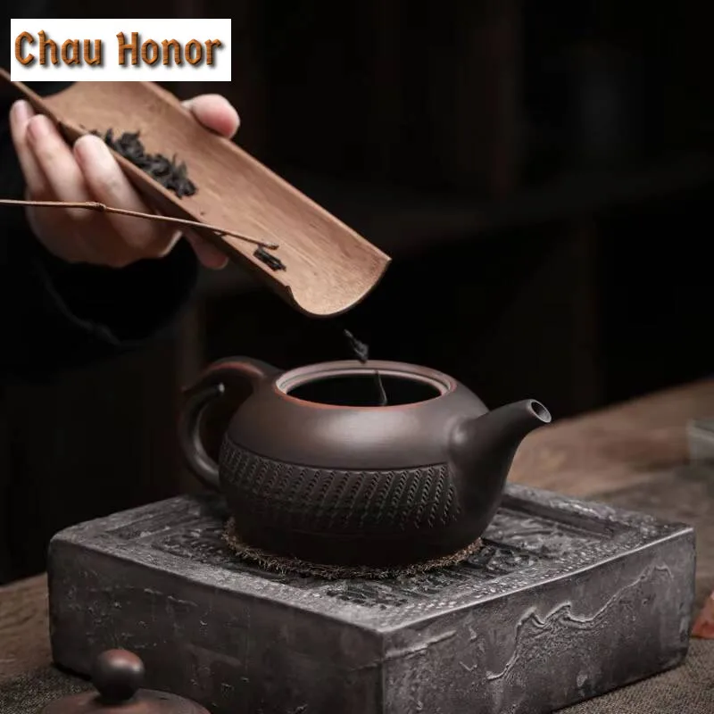 220ml Qingxi Purple Pottery Teapot Handmade Household Ball Hole Filtration Kungfu Teaset Tea Ceremony Accessories Drinkware Gift