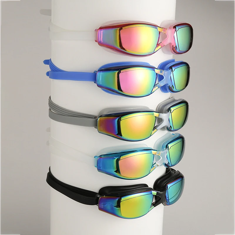 Plating Swimming Goggles Eyewear with Case Adults Professional Waterproof Anti Fog UV Shield Swim Pool Water Glasses Men Women 2