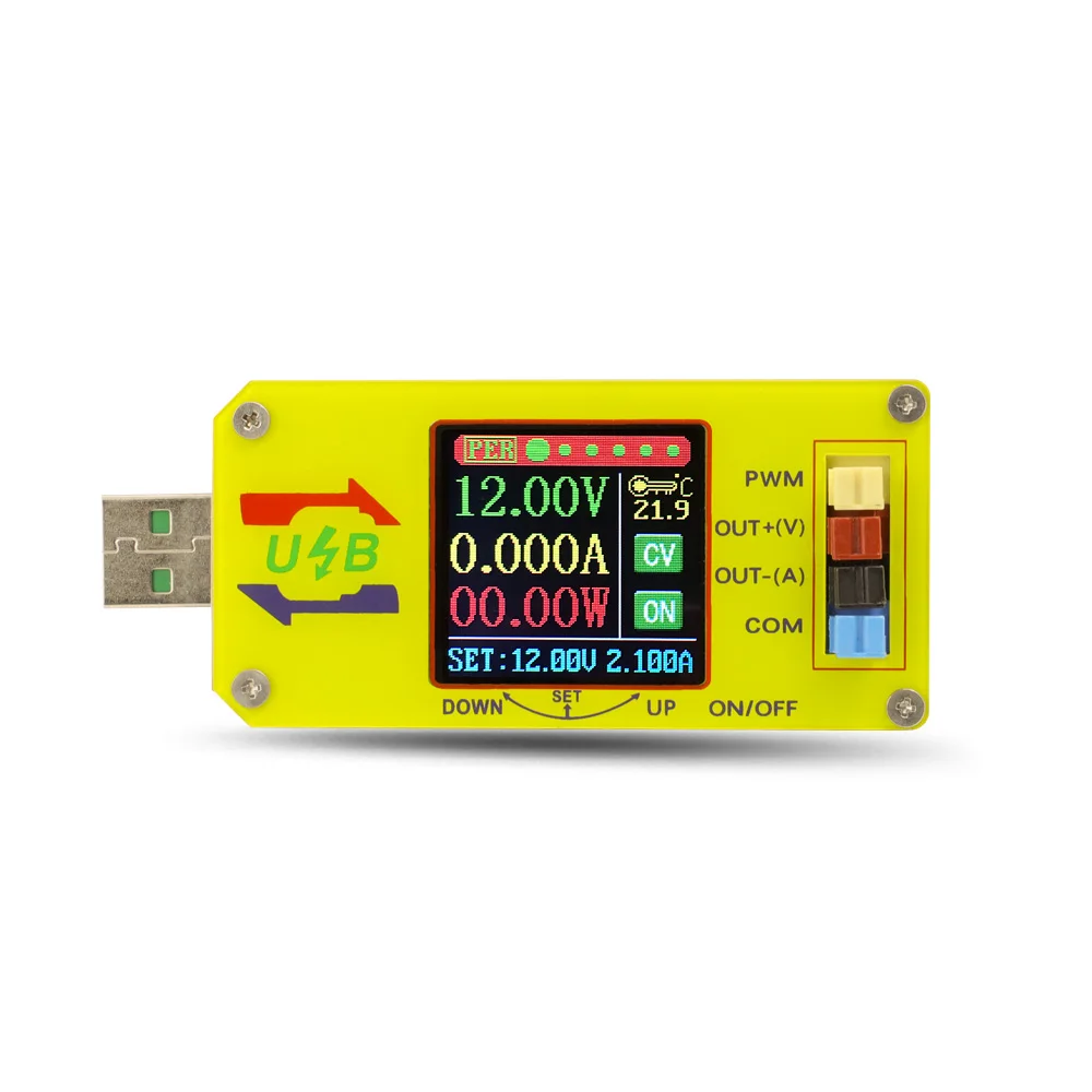 XY-UDTA CNC USB 전압 스텝 업 다운 전원 공급 모듈 1.44인치 LCD 디스플레이 15W 볼트미터 암페어미터 쿨로미터 PWM 제너레이터